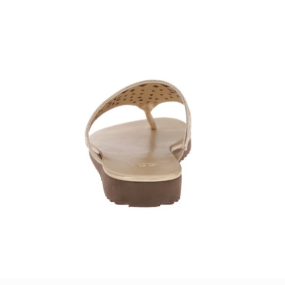 NEW UGG Kid Jaedynn Champagne Shimmer Flower Cut Out Thong Flip Flop Flat Sandal - Picture 4 of 6